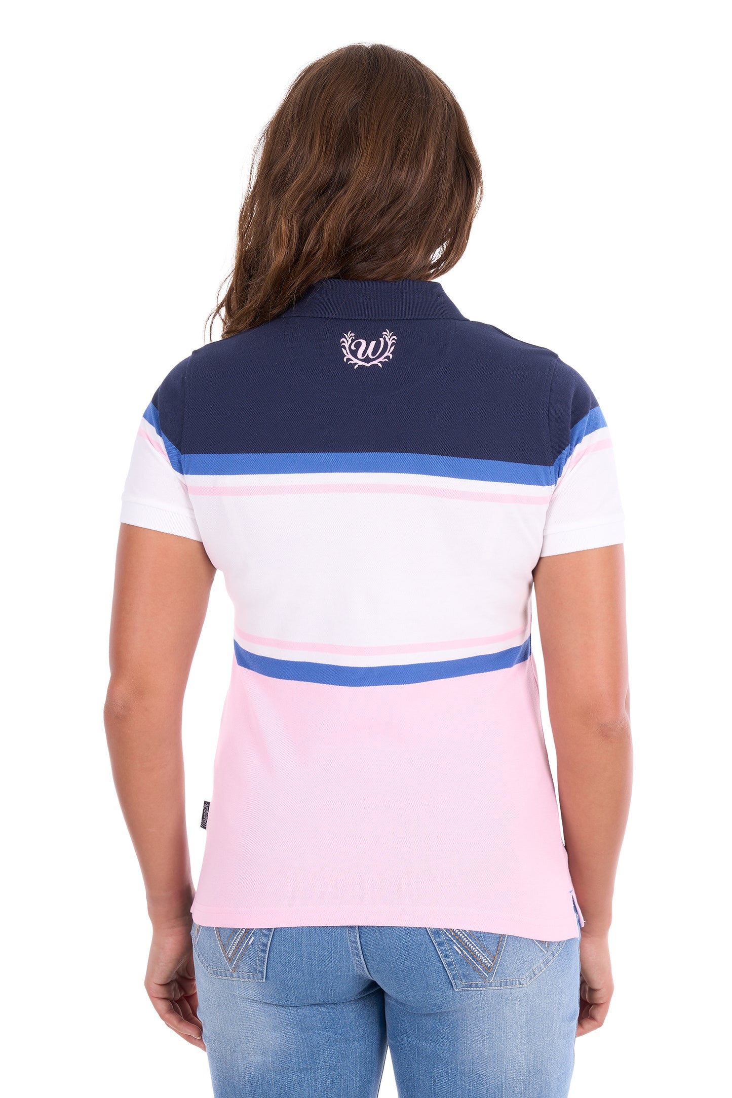Wrangler Women's Maeve Short Sleeve Polo - Pink/Navy