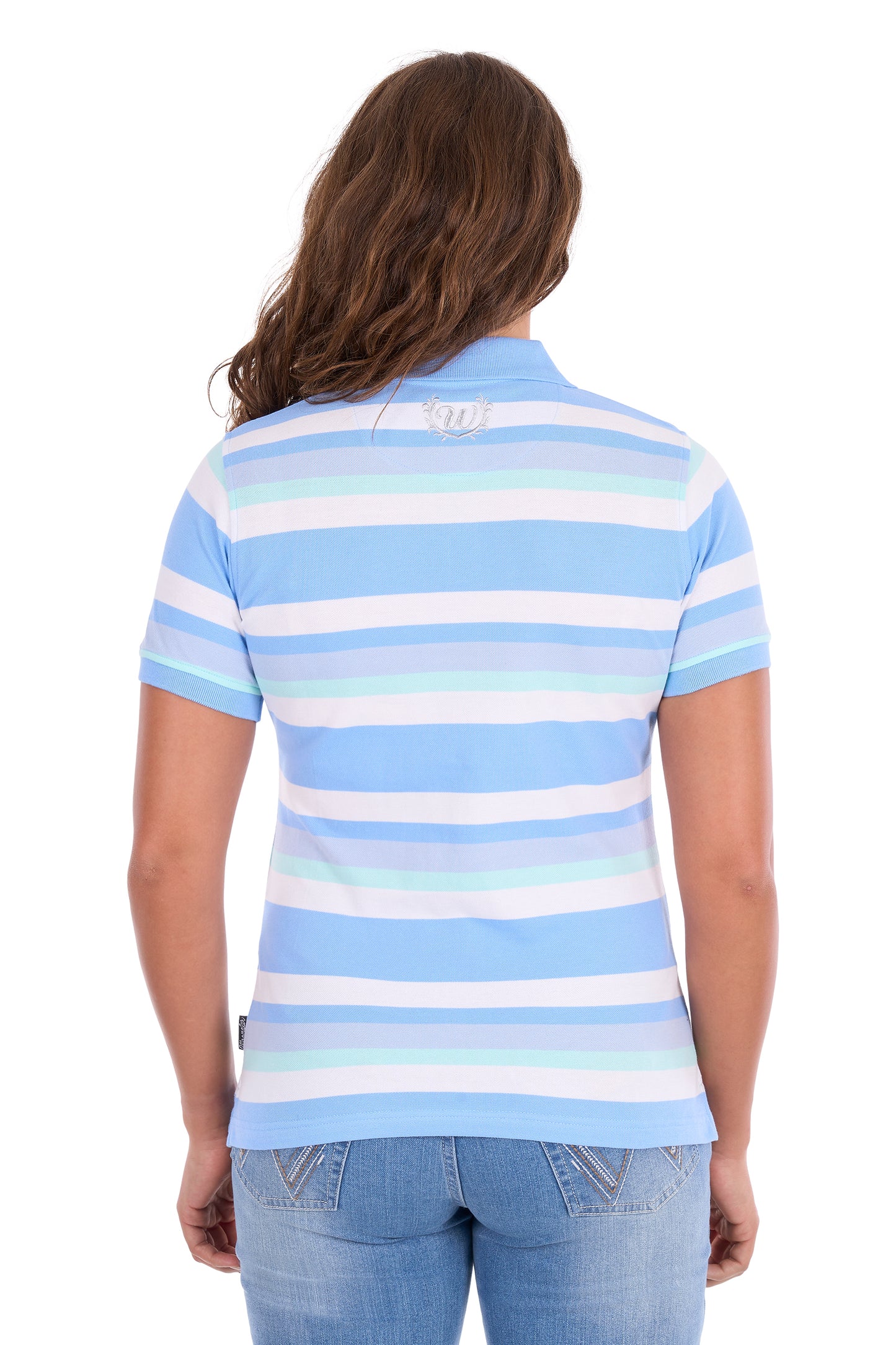 Wrangler Women's Sloan Short Sleeve Polo - Blue/Mint