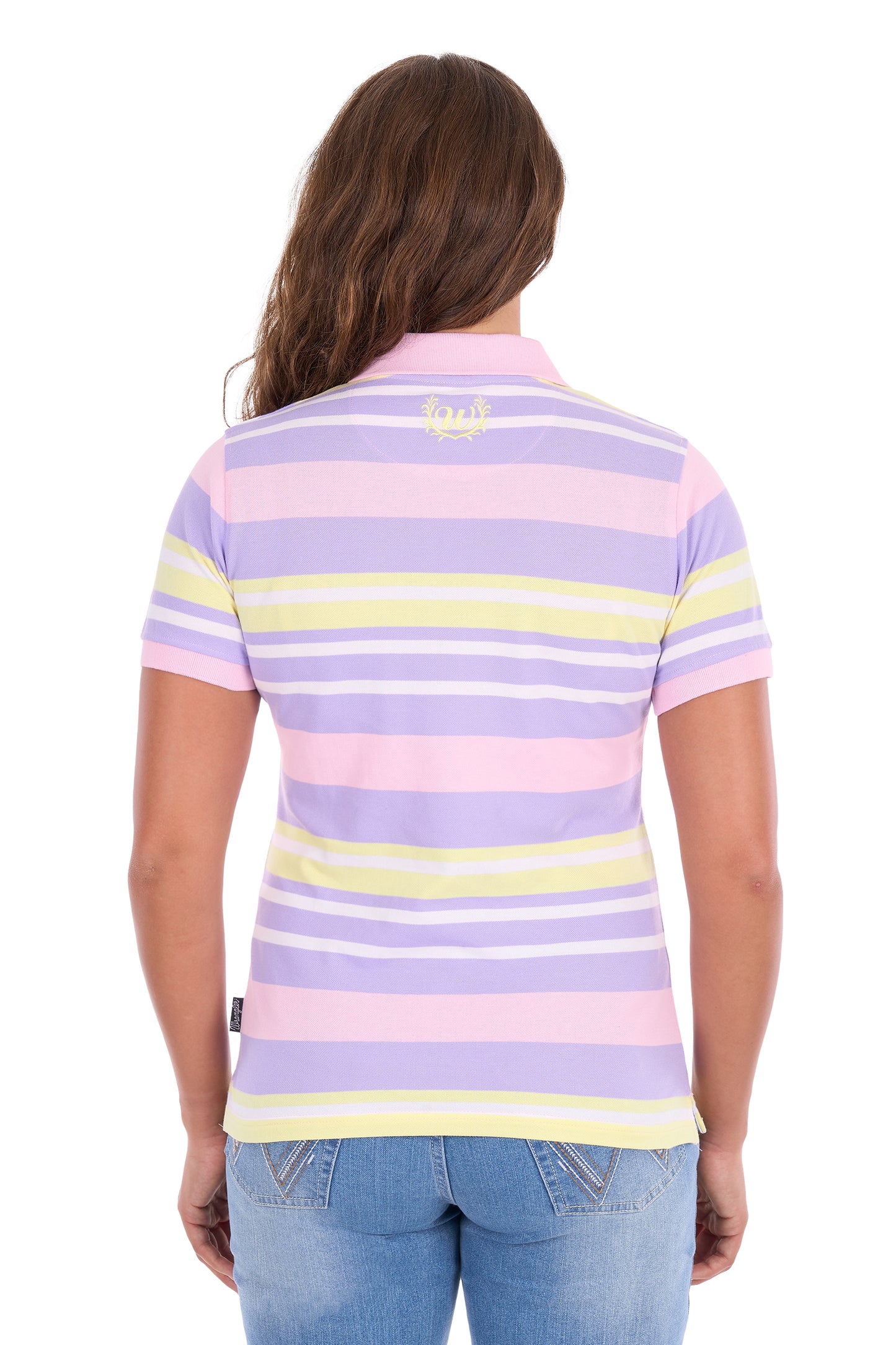 Wrangler Women's Quinn Short Sleeve Polo - Lavender/Yellow