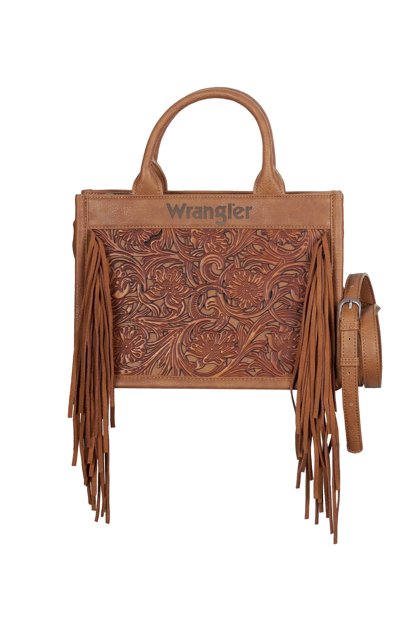 Wrangler Adelyn Tooled Leather Crossbody Bag – Brown