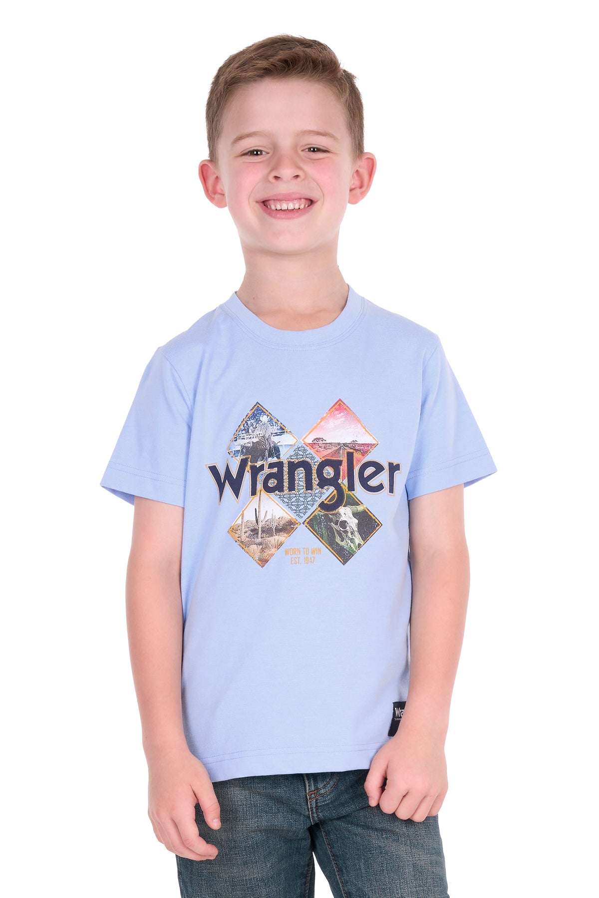 Wrangler Boys’ Mark Short Sleeve Tee – Light Blue