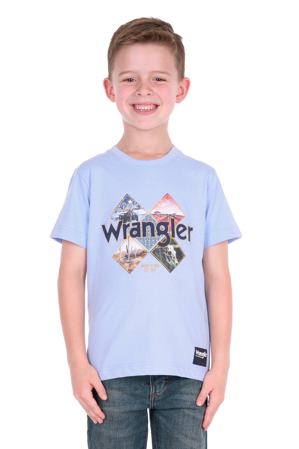 Wrangler Boys’ Mark Short Sleeve Tee – Light Blue
