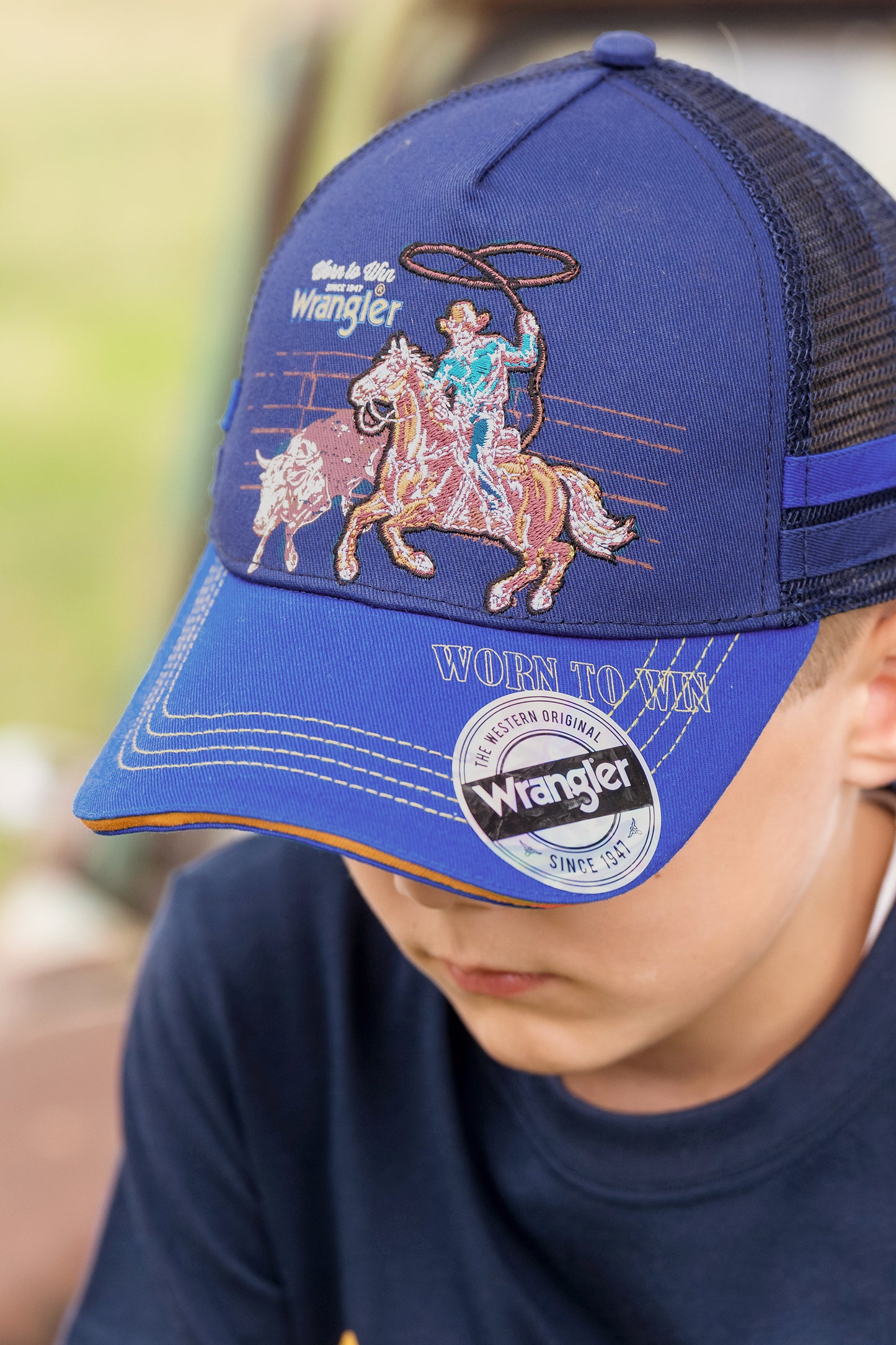 Wrangler Boy's Abe Trucker Cap - Navy/Blue