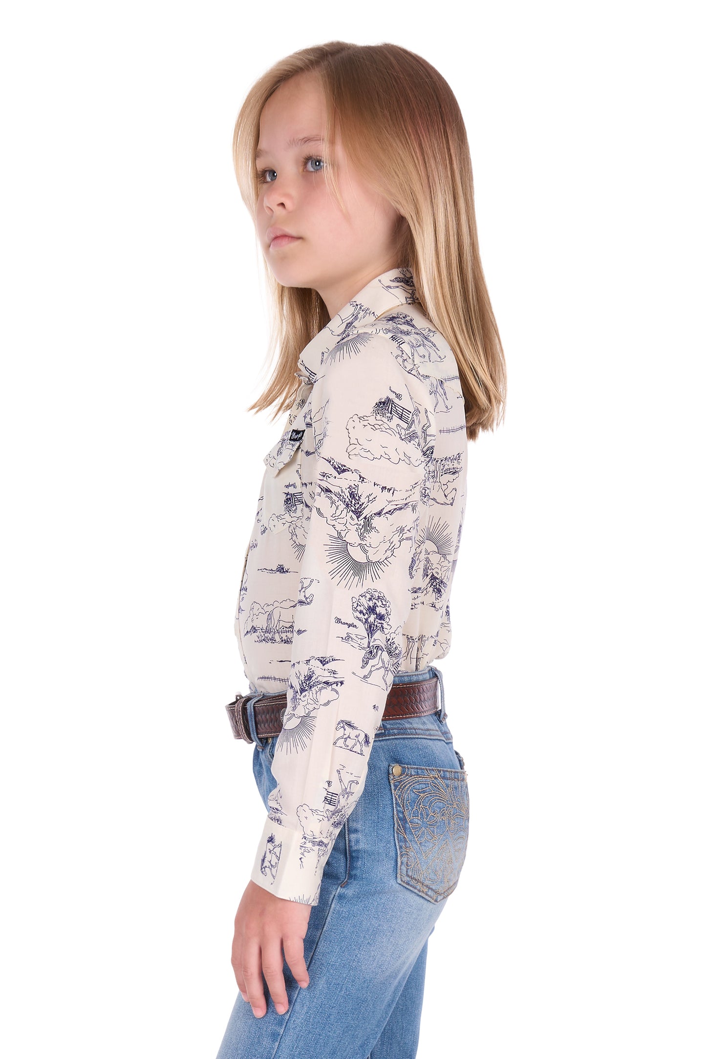 Wrangler Girls' Ivory Long Sleeve Shirt - Cream