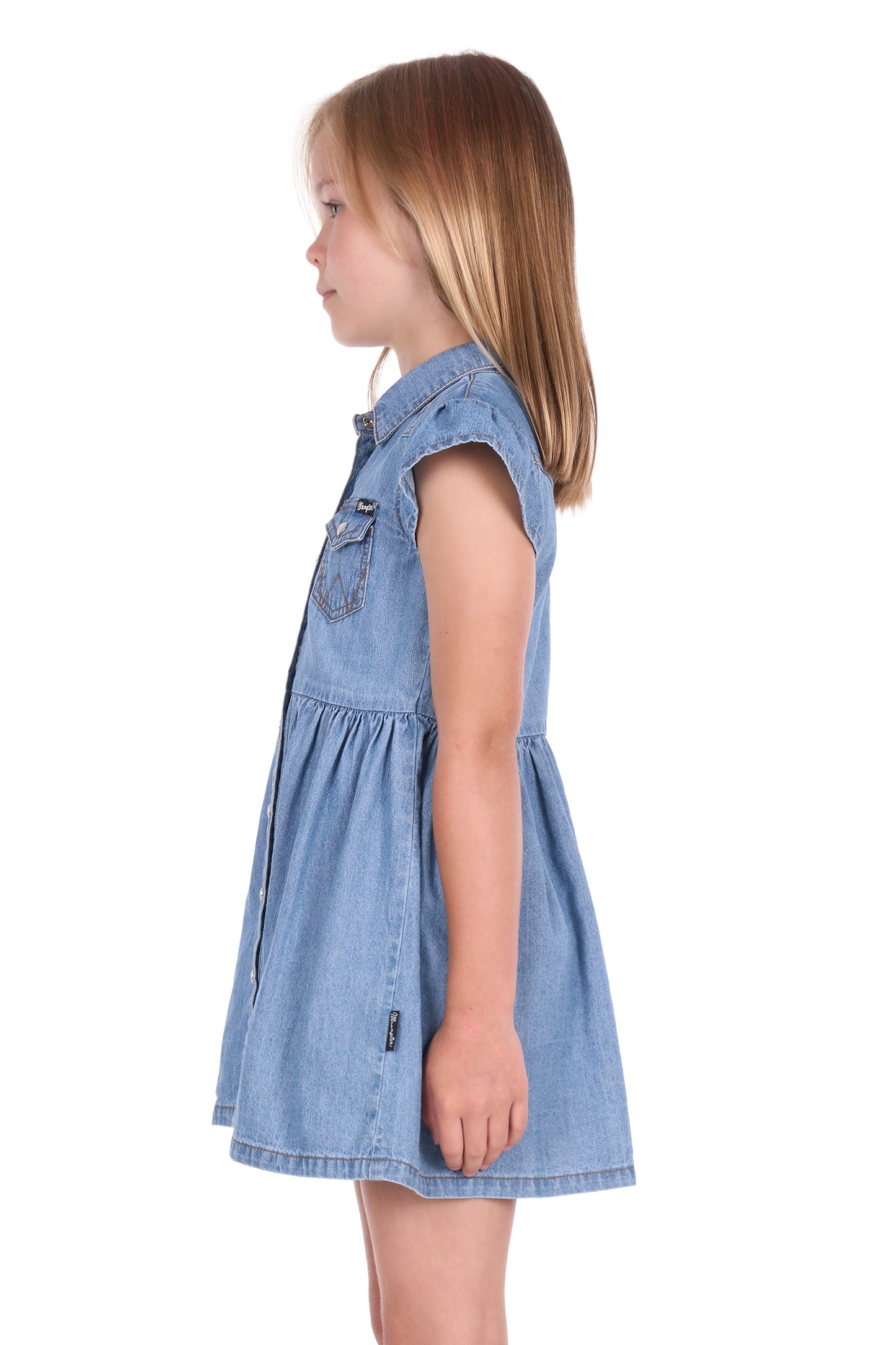 Wrangler Girls' Poppy Short Sleeve Dress - Chambray