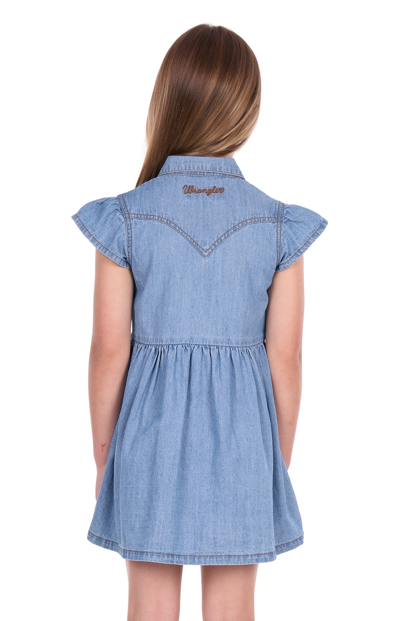Wrangler Girls' Poppy Short Sleeve Dress - Chambray