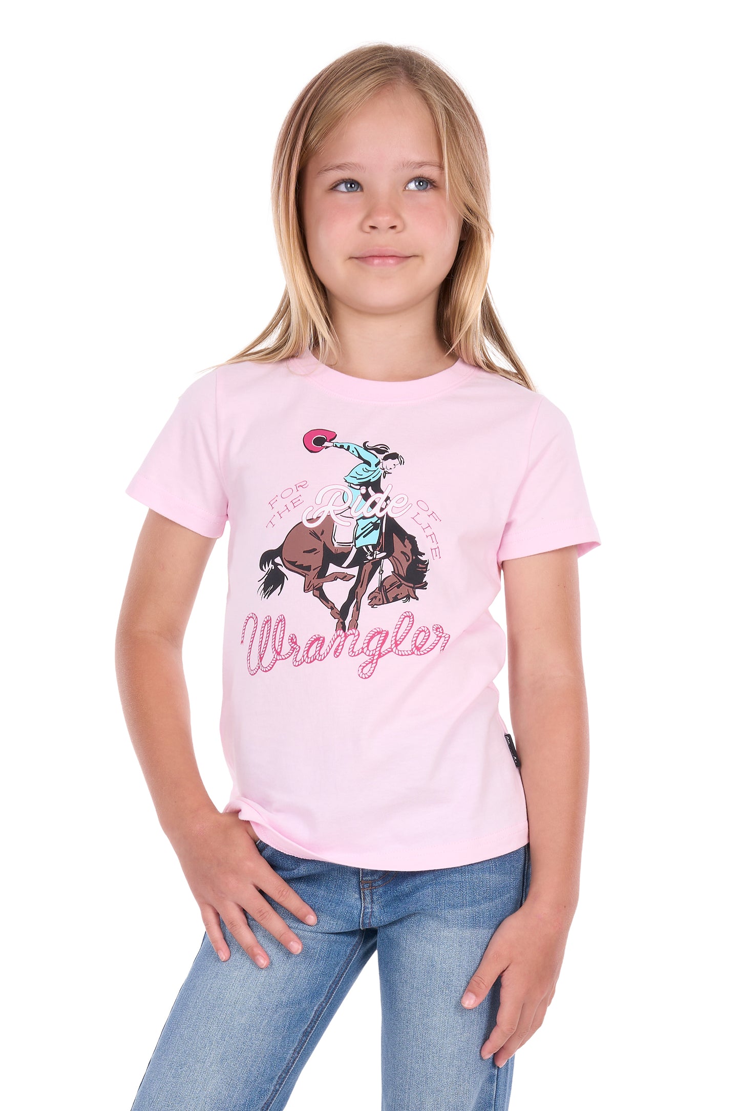 Wrangler Girls' Jenna Short Sleeve Tee – Pastel Pink