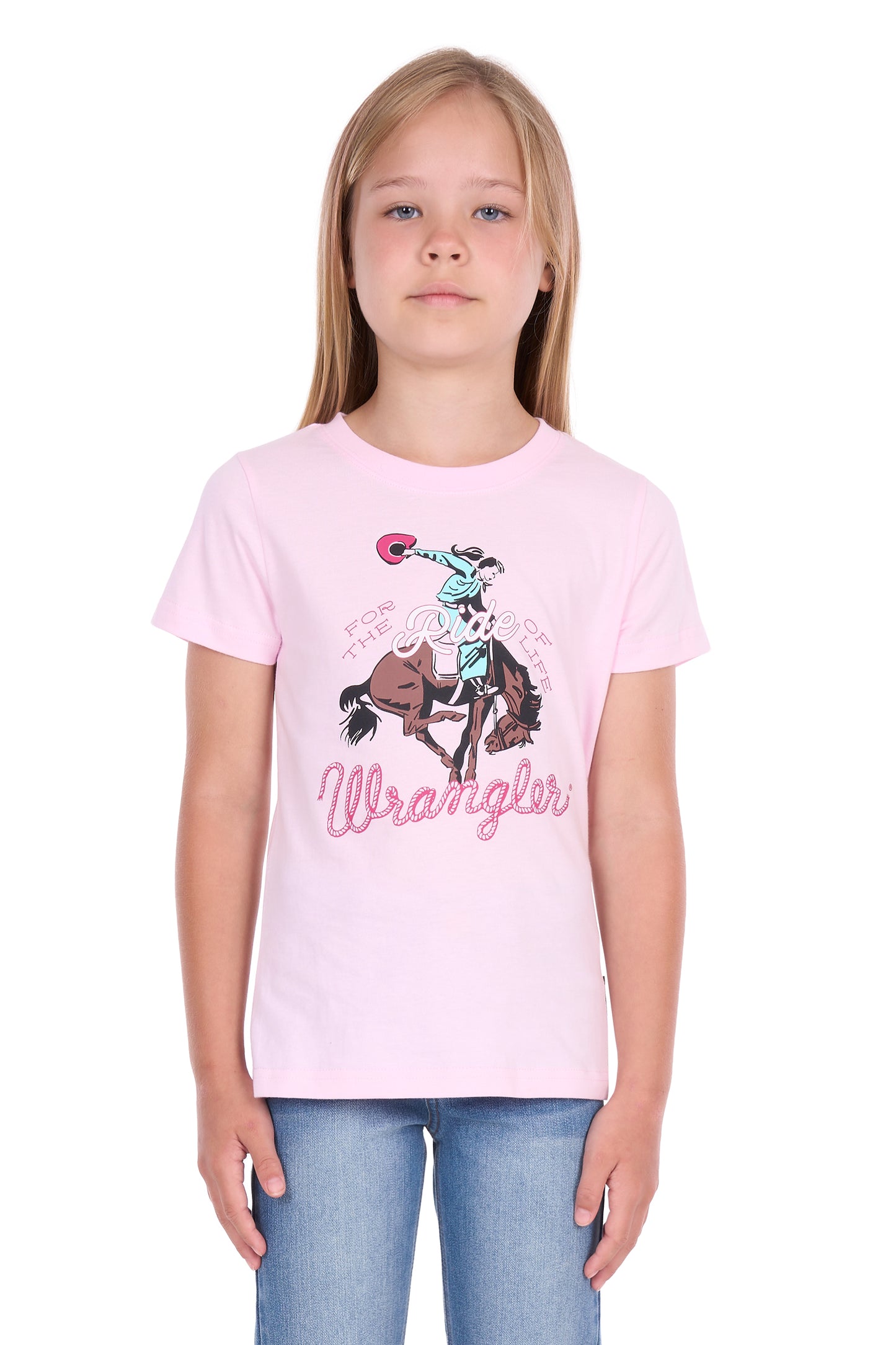 Wrangler Girls' Jenna Short Sleeve Tee – Pastel Pink