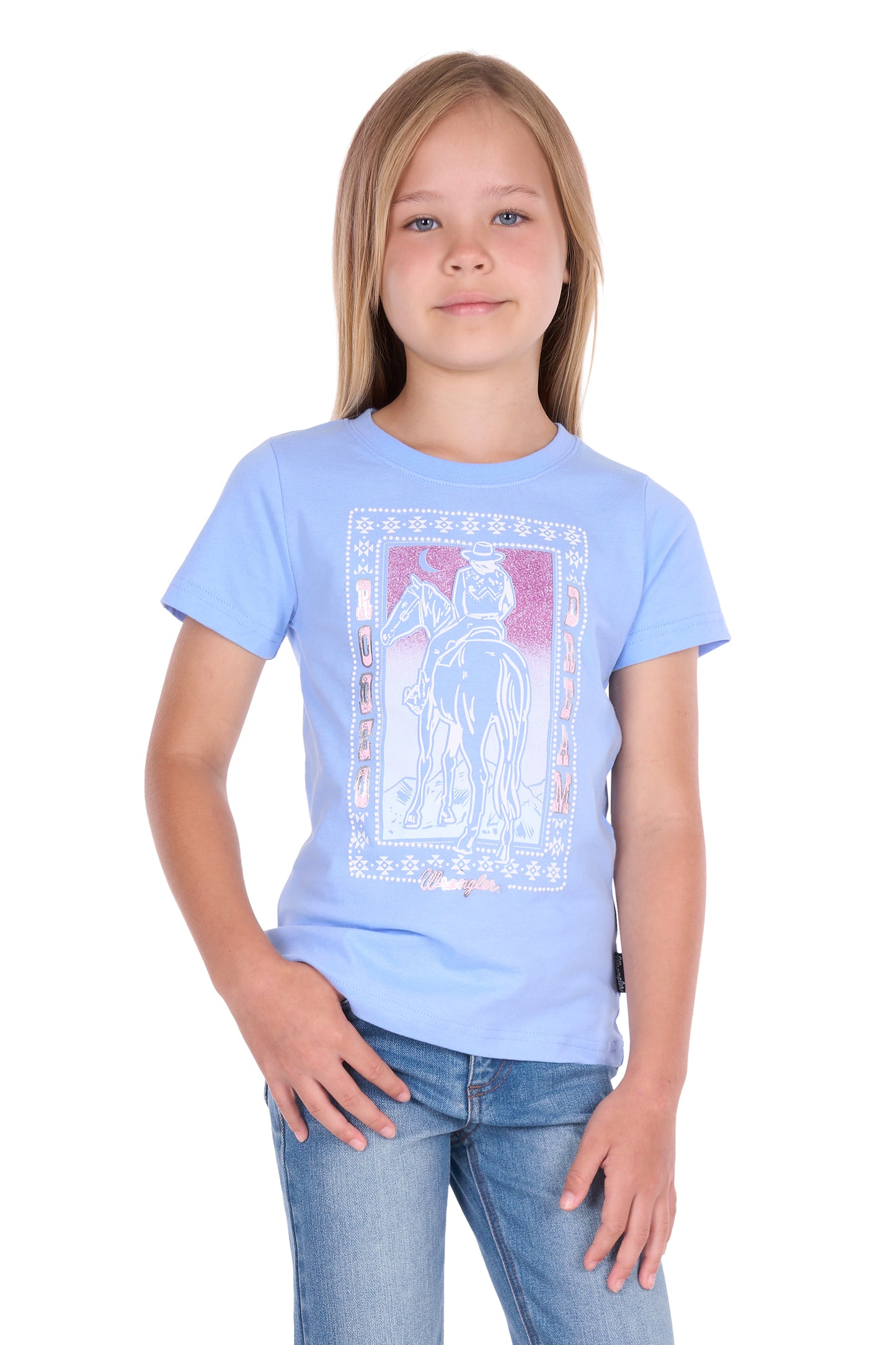 Wrangler Girls' Lola Short Sleeve Tee – Light Blue