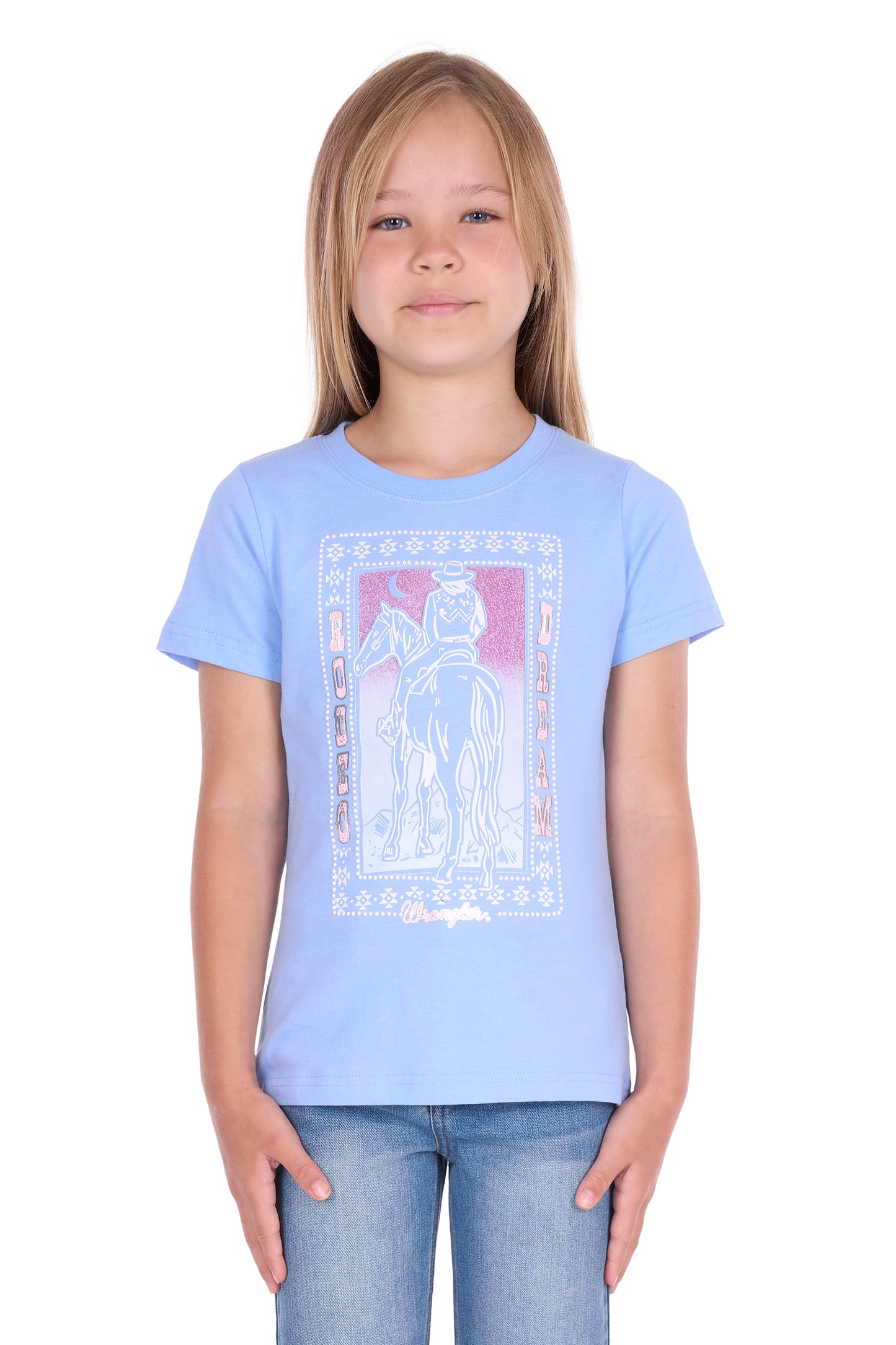 Wrangler Girls' Lola Short Sleeve Tee – Light Blue