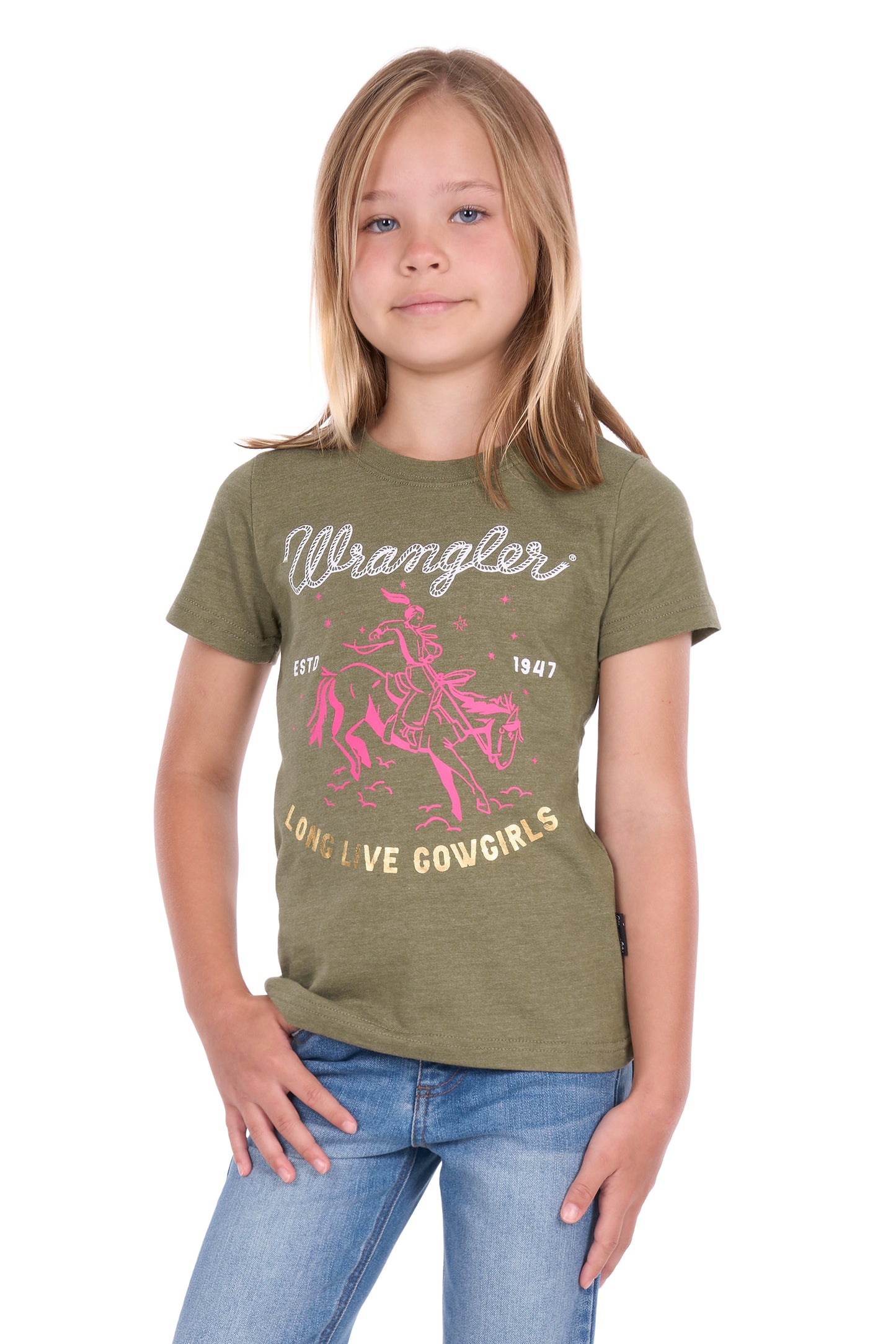 Wrangler Girls' Sage Short Sleeve Tee – Khaki Marle