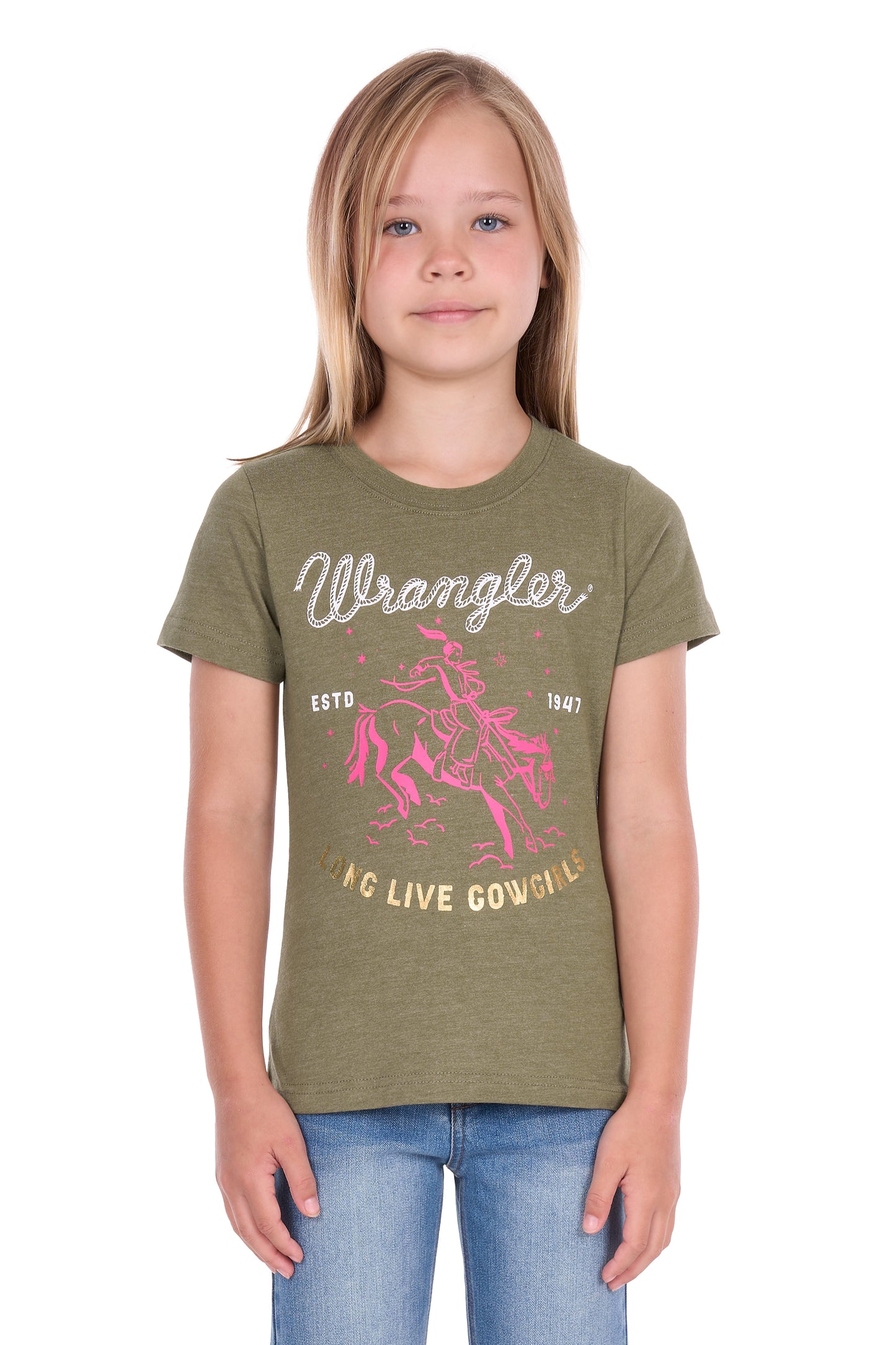 Wrangler Girls' Sage Short Sleeve Tee – Khaki Marle