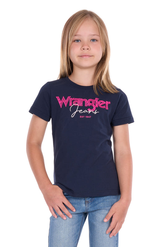 Wrangler Girls' Maya Short Sleeve Tee – Navy