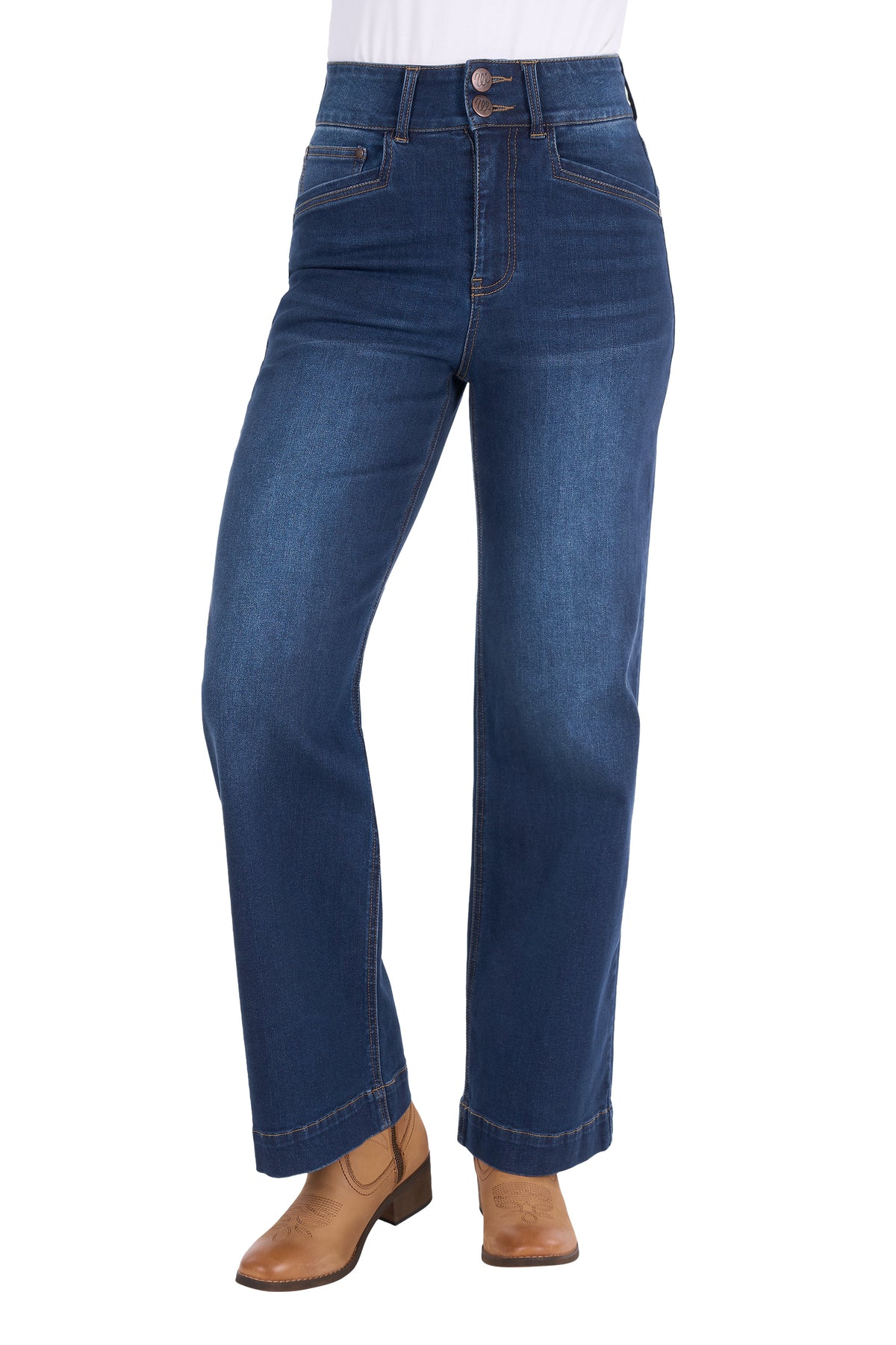 Wrangler Womens Chloe High Rise Wide Leg Jean - Old Indigo