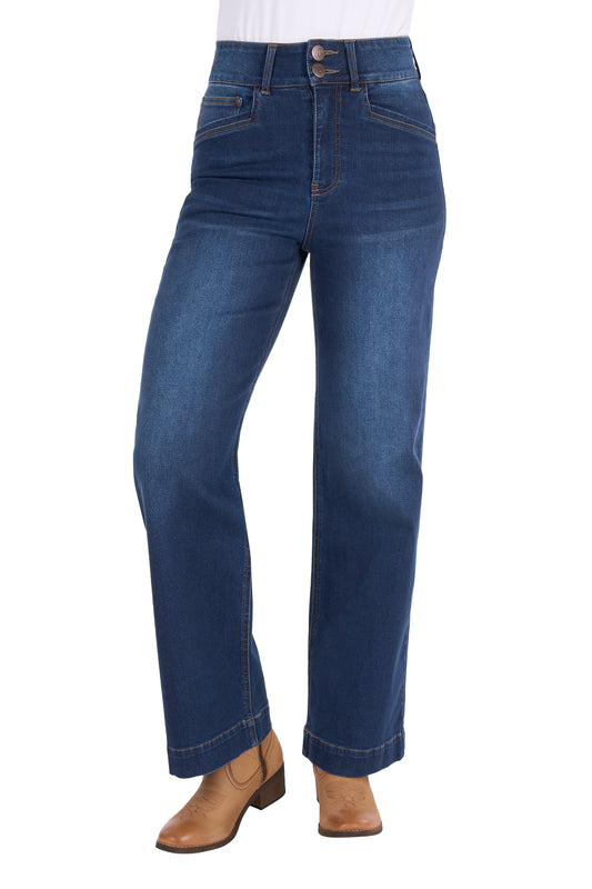 Wrangler Womens Chloe High Rise Wide Leg Jean - Old Indigo