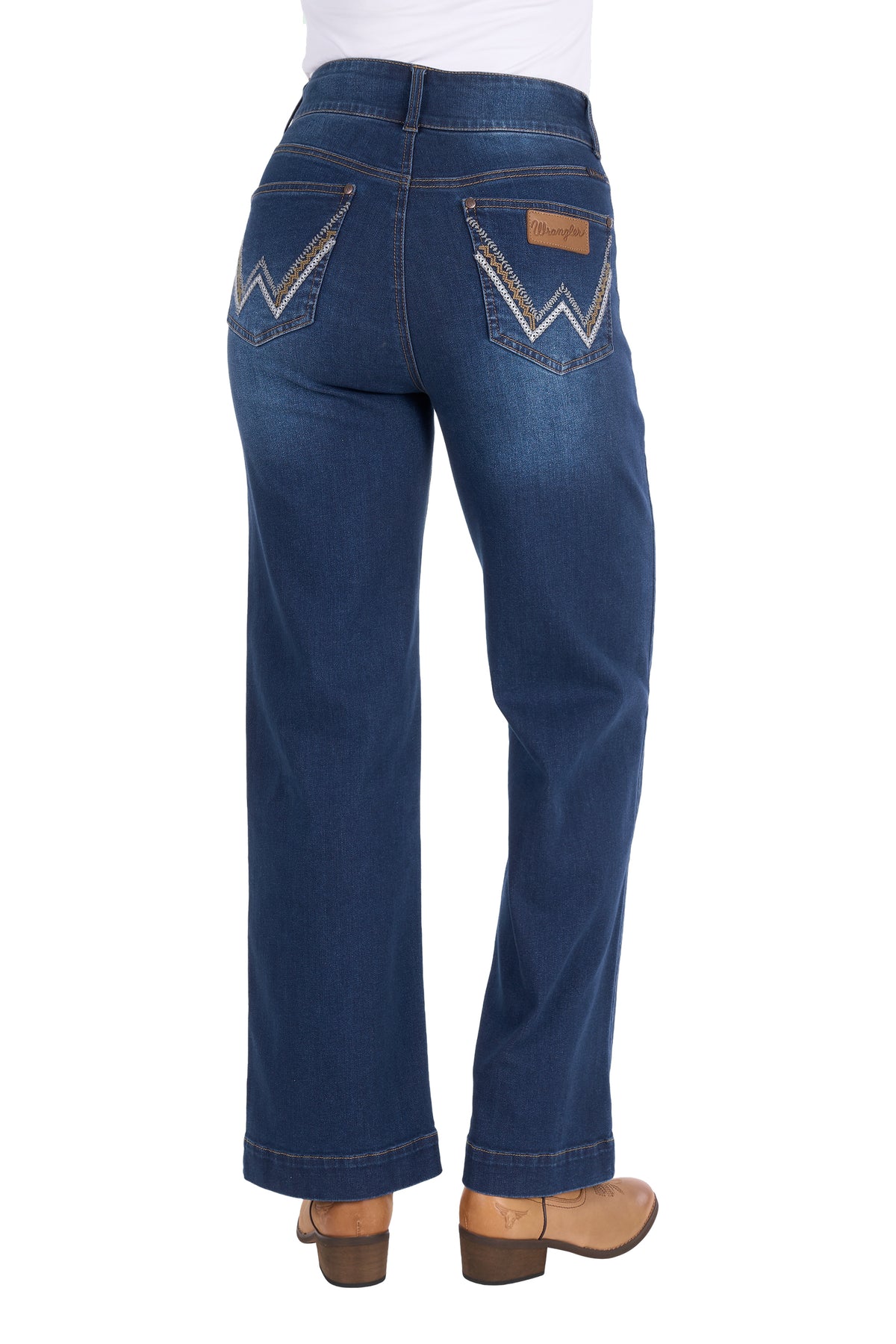 Wrangler Womens Chloe High Rise Wide Leg Jean - Old Indigo
