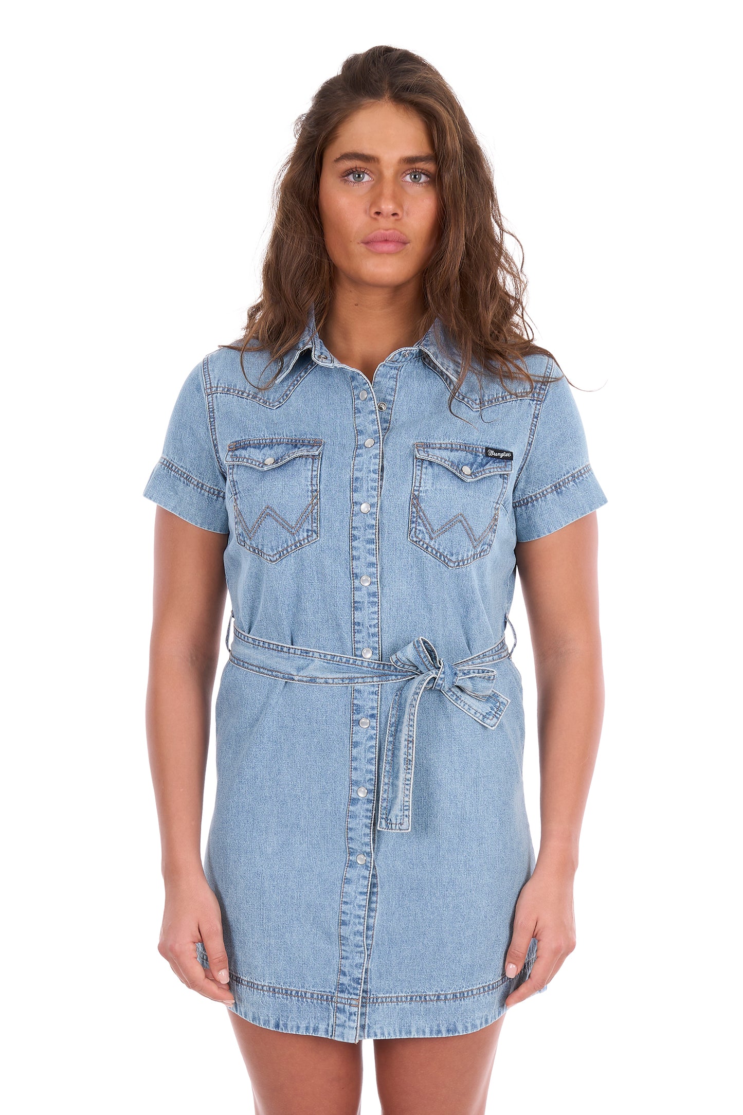Wrangler Women's Marla Short Sleeve Dress - Sky