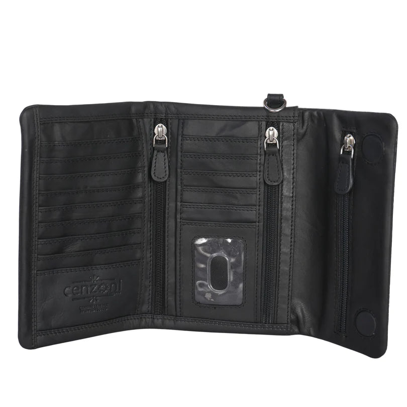 Cenzoni Ladies Hairon Foil Oil Pull-up Leather Wallet