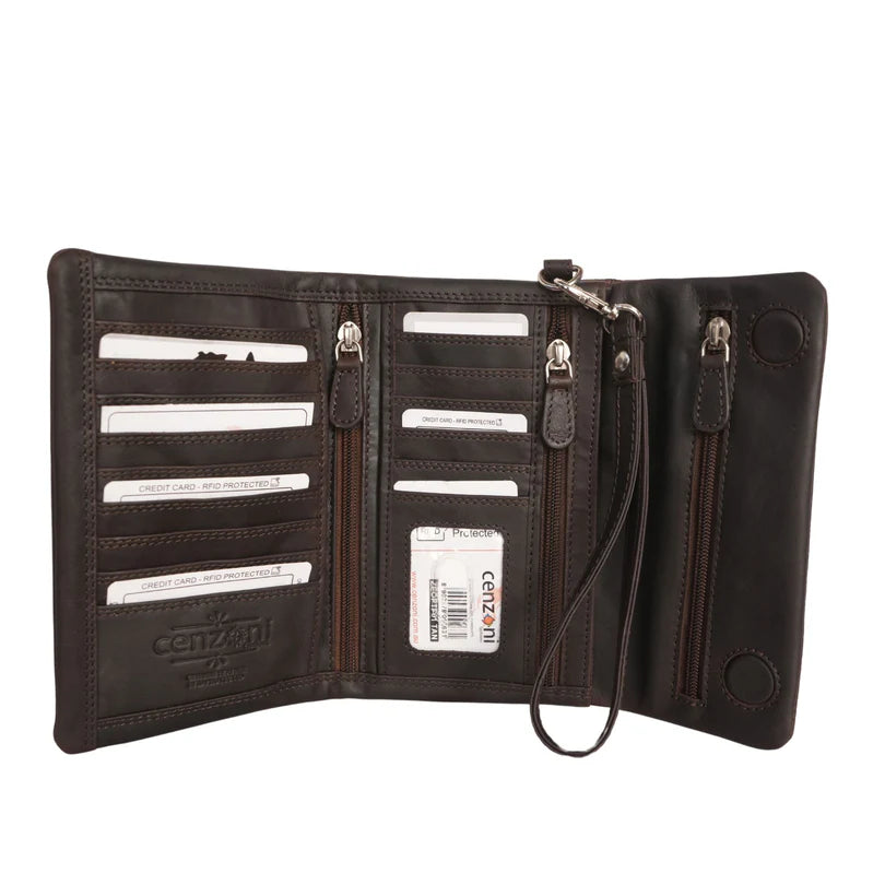 Cenzoni Ladies Hairon Foil Oil Pull-up Leather Wallet