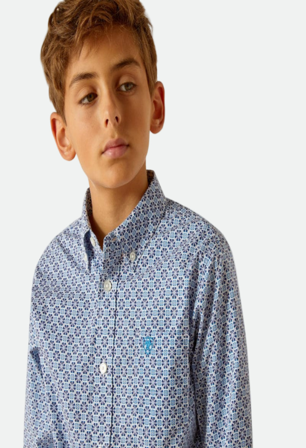 Ariat Boys Perry Blue Classic Fit Long Sleeve Shirt (10048658)