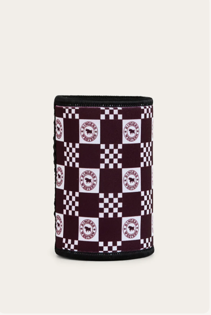 Ringers Western Check Stubby Cooler - Burgundy