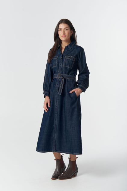 Goondiwindi Cotton Stockman Denim  Dress - Indigo Denim