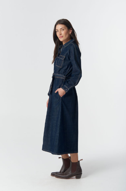 Goondiwindi Cotton Stockman Denim  Dress - Indigo Denim