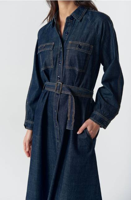 Goondiwindi Cotton Stockman Denim  Dress - Indigo Denim