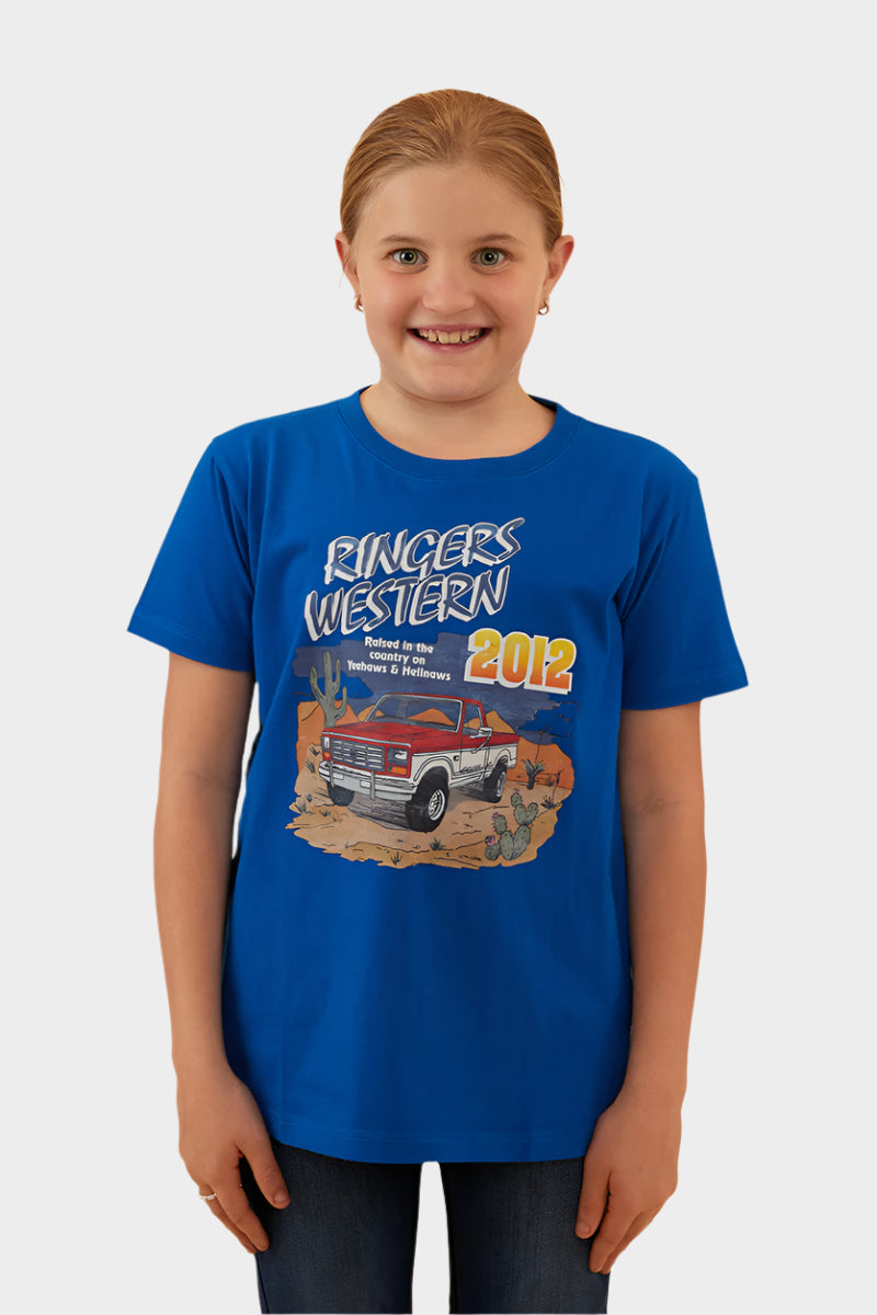 RINGERS COUNTRY RAISED KIDS CLASSIC FIT T-SHIRT - SNORKEL BLUE