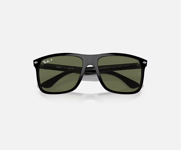 Ray-Ban Boyfriend Two Sunglasses Black W/Polar Green