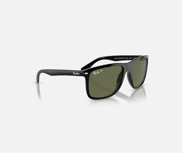 Ray-Ban Boyfriend Two Sunglasses Black W/Polar Green