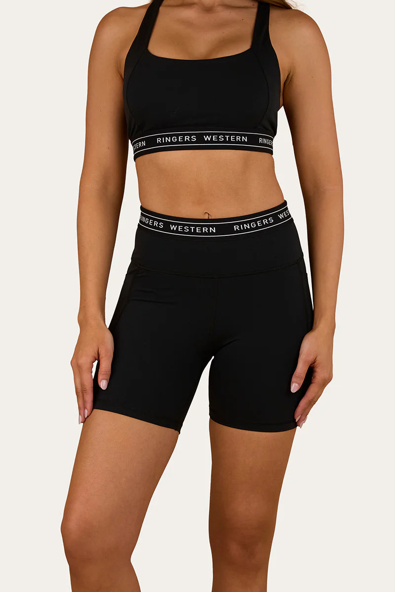 Ringers Western Active Womens Logo Elastic Pocket Short - Black