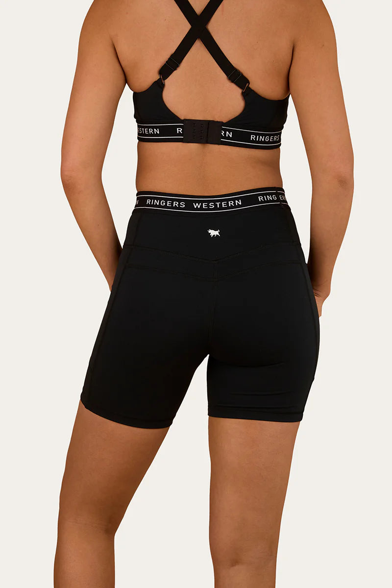 Ringers Western Active Womens Logo Elastic Pocket Short - Black