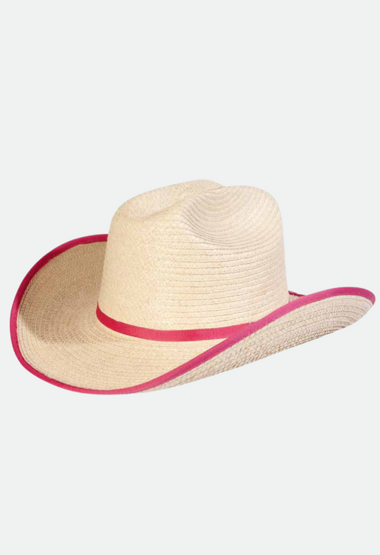 Sunbody Hats Kids Cattleman - Natural / Shocking Pink Bound Edge
