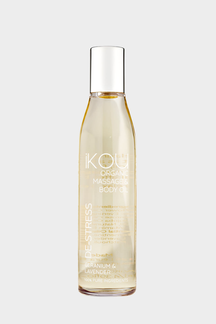 iKou Geranium & Lavender Massage Oil 130ml - CLEARANCE