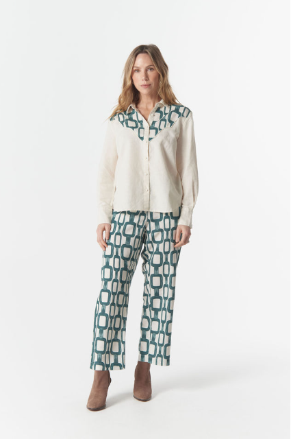 Goondiwindi Cotton Cowgirl Shirt Contrast Yoke - Clotted Cream
