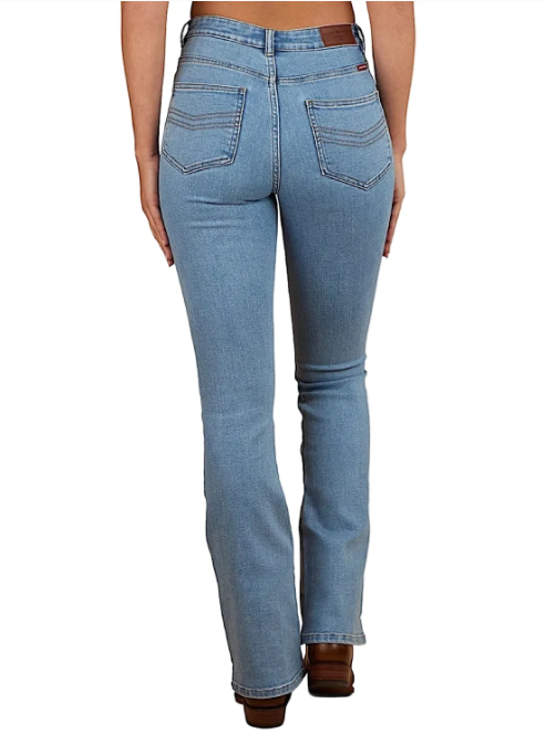 Ringers Western Women's In Bloom High Rise Bootleg Jean - Light Wash Blue