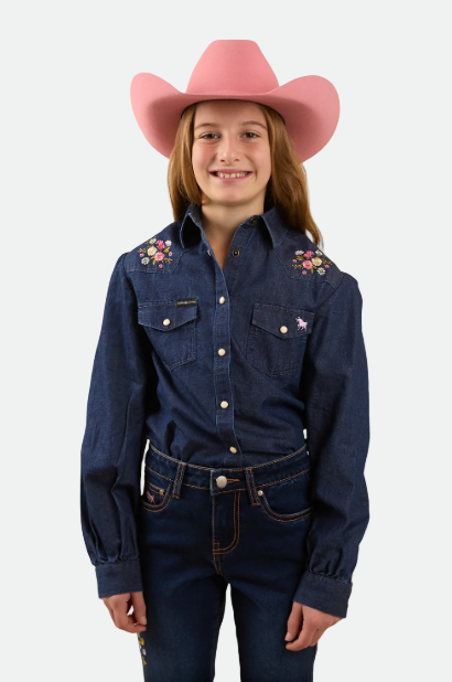 Ringers Western Kids Dahlia Denim Western Shirt - Classic Blue