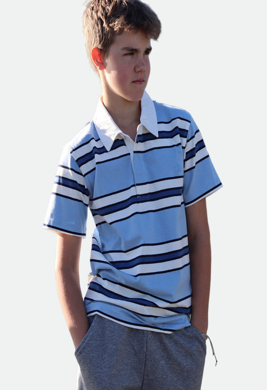 Swanndri Kids' Delaware Short Sleeve Rugby Top Light Blue Tidal Teal