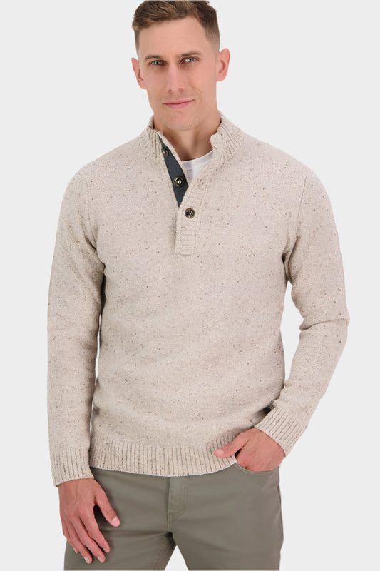 Swanndri Men's Clifton Half Placket Knit - Oatmeal