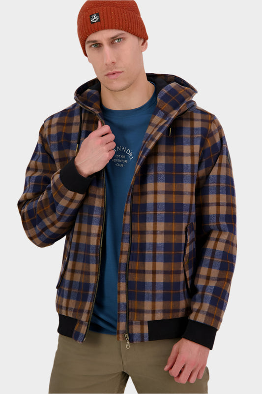 Swanndri Men's Dunwich Wool Hoodie - Toffee Check