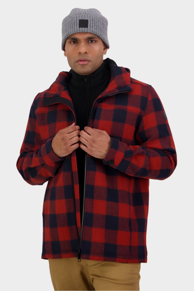 Swanndri Men's Hudson Hoodie - Burnt Merlot Check