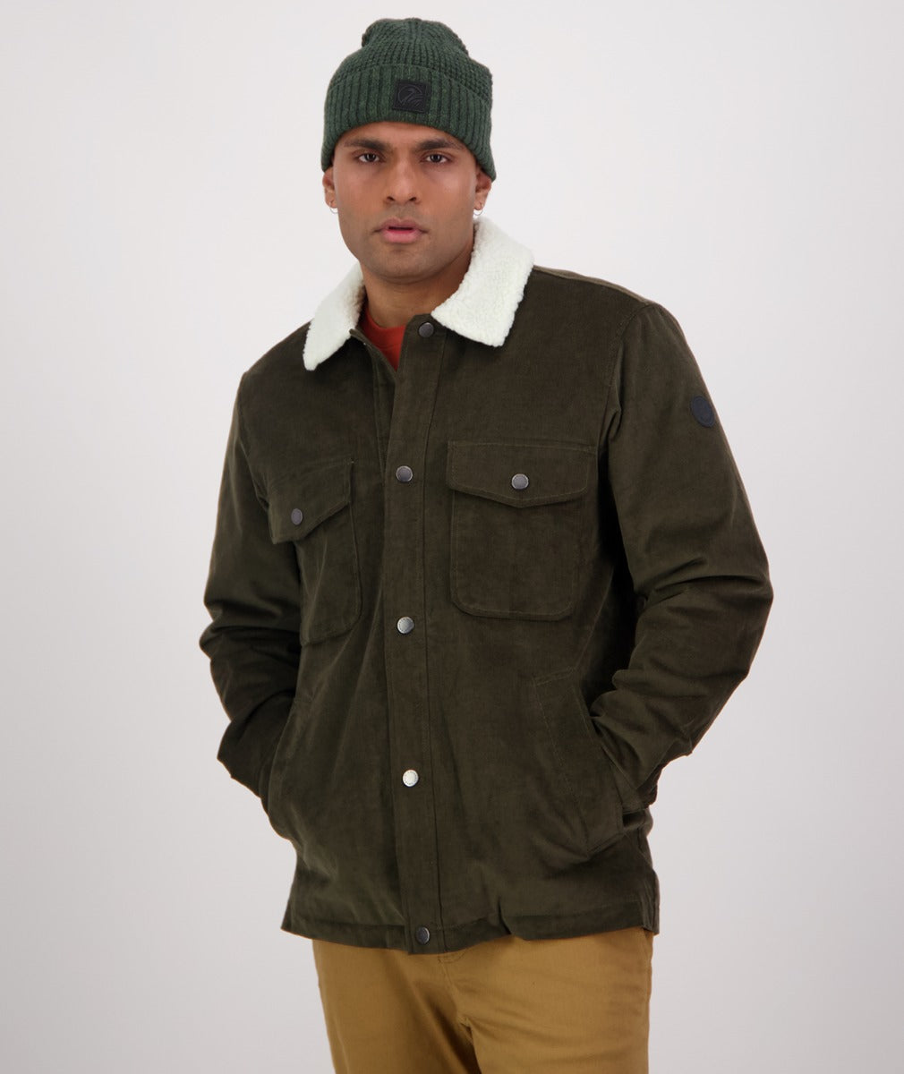Swanndri Men's Kaituna Sherpa Lined Corduroy Jacket (Olive)