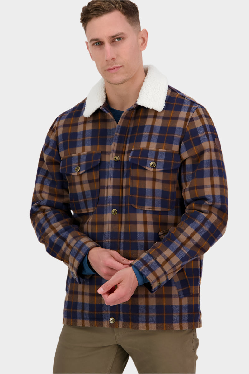Swanndri Men's Kaituna Sherpa Lined Jacket (Toffee Check)