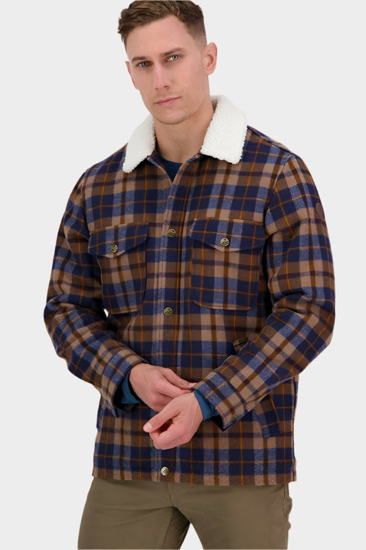 Swanndri Men's Kaituna Sherpa Lined Jacket (Toffee Check)