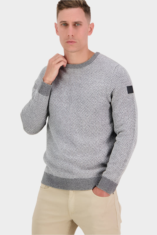 Swanndri Men's Portside Herringbone Crew - Grey