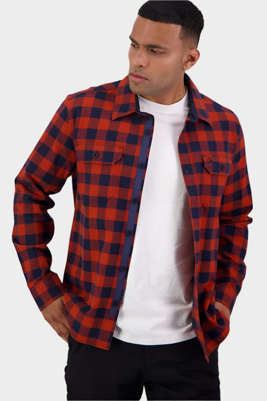 Swanndri Men's Taranaki Tailor Shirt - Navy/Merlot