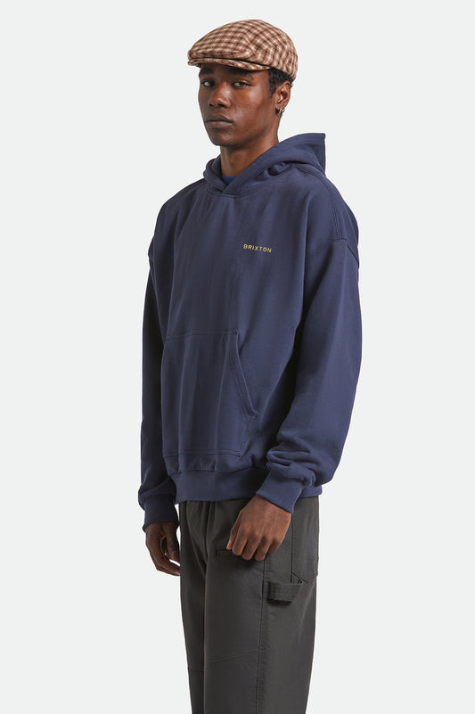 Brixton Embroidered Heavyweight Oversized Hoodie - Mood Indigo
