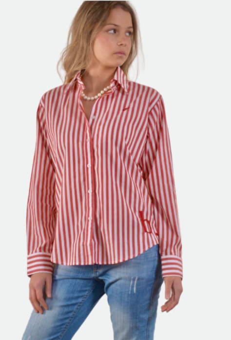 Bullrush Womens Yunta 10mm Stripe Shirt in Poppy
