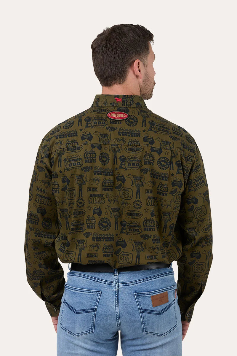 Ringers Western Men's Meats Full Button Work Shirt - Brown